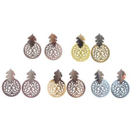 MATT RESIN FILIGREE HANGING LEAF EARRINGS