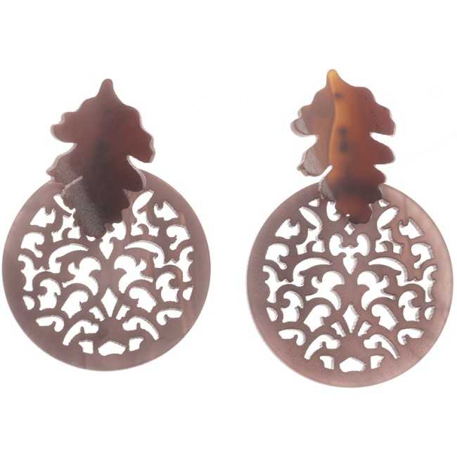 MATT RESIN FILIGREE HANGING LEAF EARRINGS