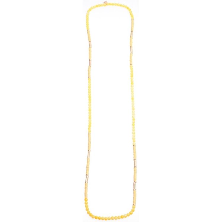 LONG FINE METAL STONES NECKLACE