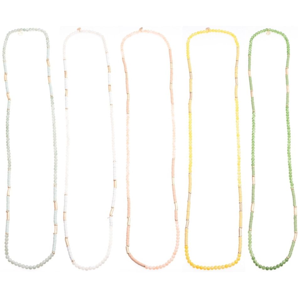 LONG FINE METAL STONES NECKLACE