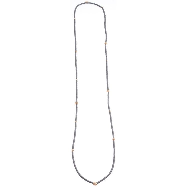 LONG FIMO NECKLACE WITH METAL BEADS 2