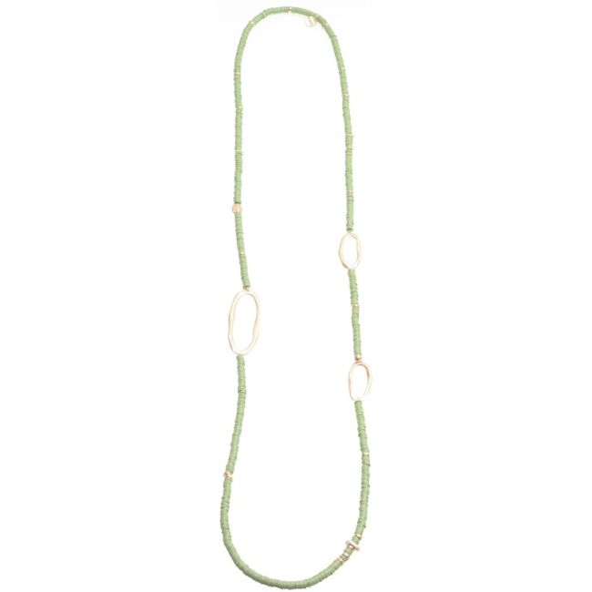 COLLAR LARGO FIMO ANILLAS OVALADAS METAL 1.1M