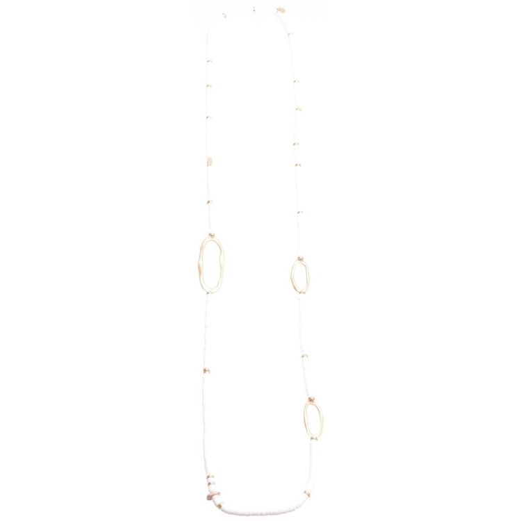 COLLAR LARGO FIMO ANILLAS OVALADAS METAL 1.1M 2