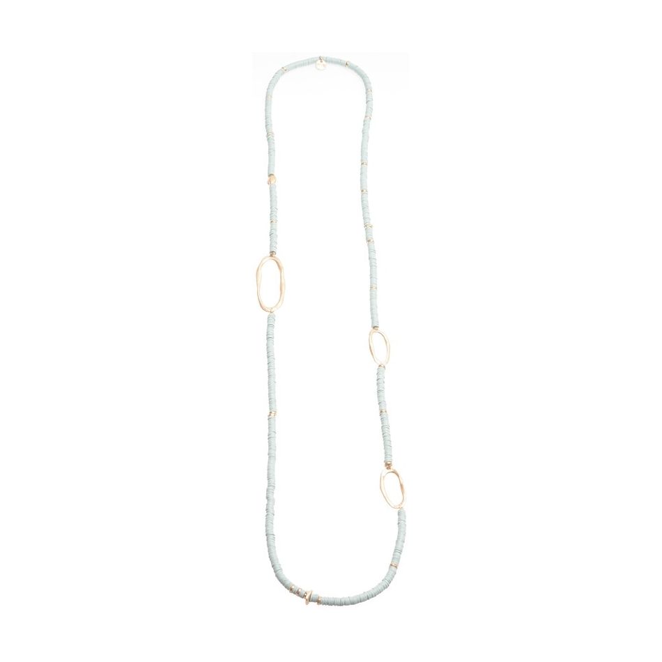 COLLAR LARGO FIMO ANILLAS OVALADAS METAL 1.1M
