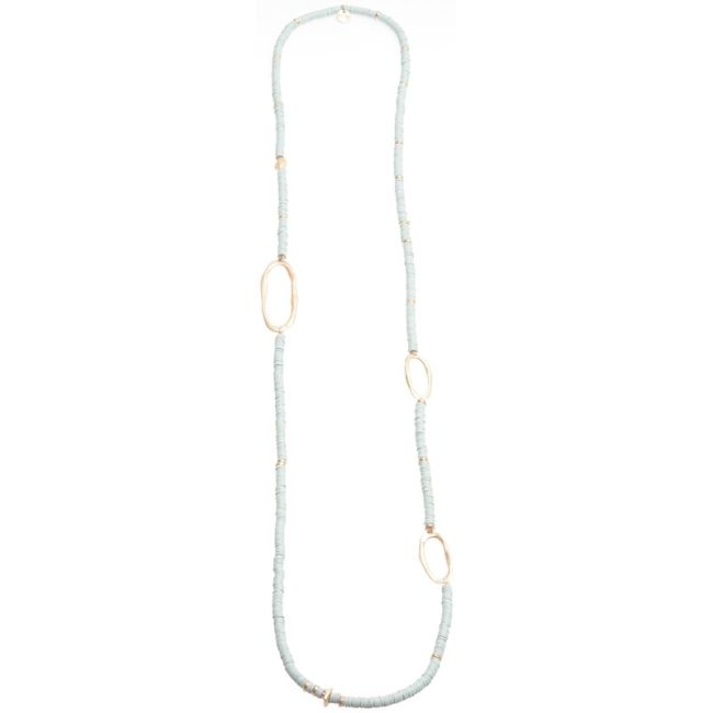 COLLAR LARGO FIMO ANILLAS OVALADAS METAL 1.1M