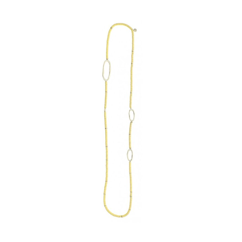 COLLAR LARGO FIMO ANILLAS OVALADAS METAL 1.1M