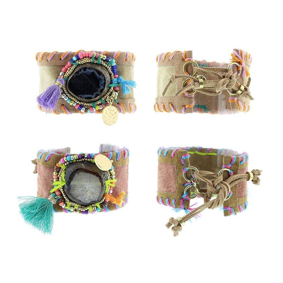 PULSERA CUERO ÉTNICO DELUXE