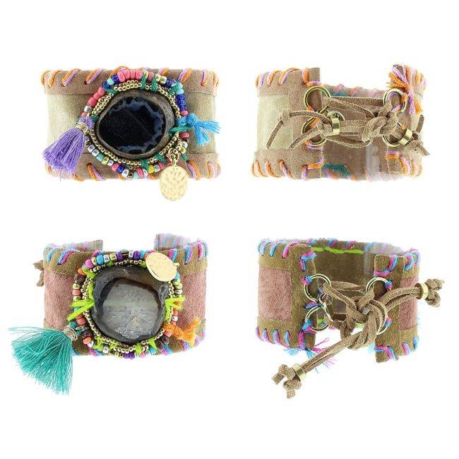 PULSERA CUERO ÉTNICO DELUXE