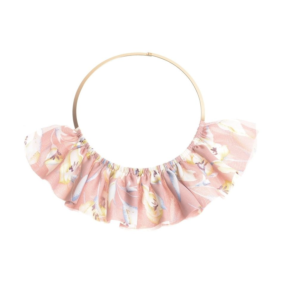 PRINTED FABRIC FAN SHORT NECKLACE