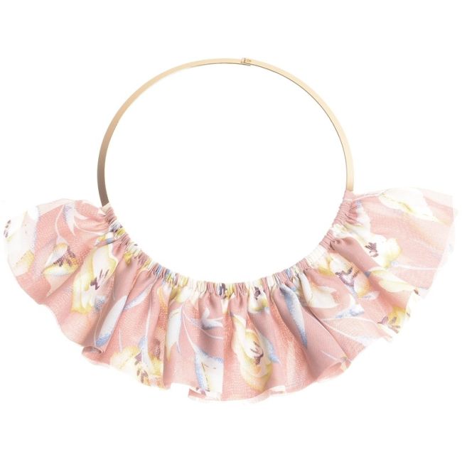 PRINTED FABRIC FAN SHORT NECKLACE