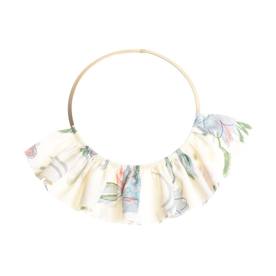 PRINTED FABRIC FAN SHORT NECKLACE