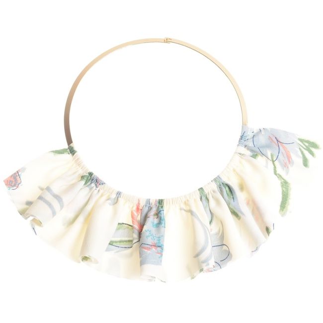 PRINTED FABRIC FAN SHORT NECKLACE