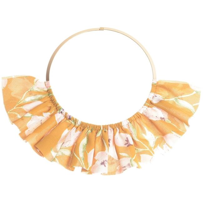 PRINTED FABRIC FAN SHORT NECKLACE