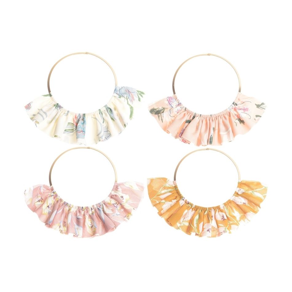 PRINTED FABRIC FAN SHORT NECKLACE