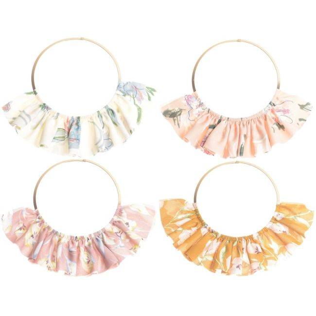 PRINTED FABRIC FAN SHORT NECKLACE