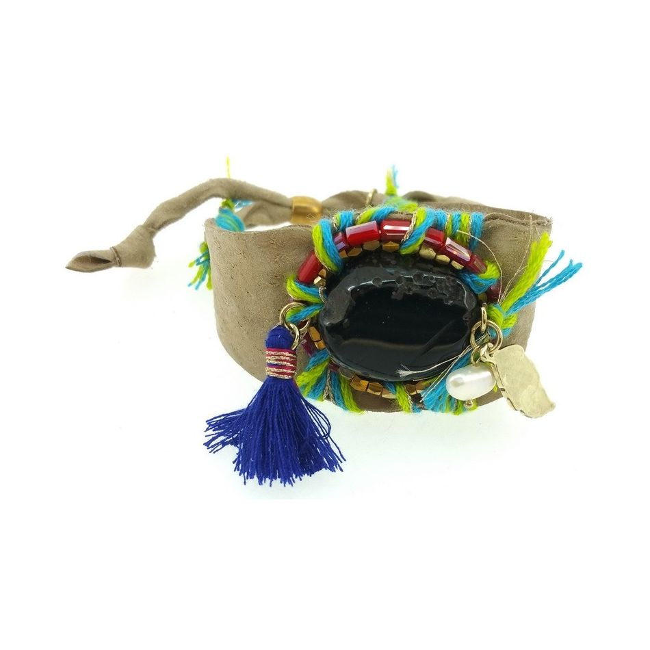 STONE BEADS LEATHER BRACELET