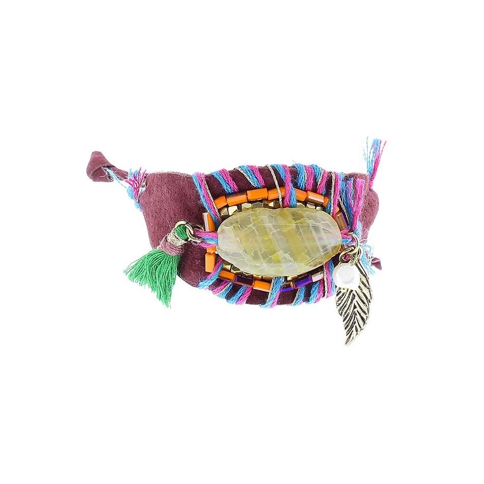STONE BEADS LEATHER BRACELET