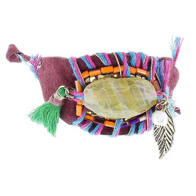 STONE BEADS LEATHER BRACELET