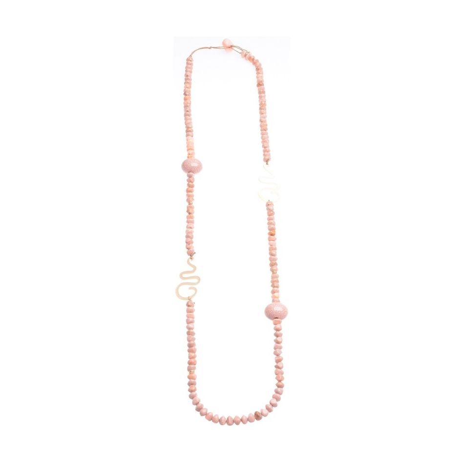 METAL FACETED BALL LONG NECKLACE 1.1M