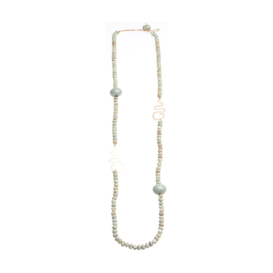 METAL FACETED BALL LONG NECKLACE 1.1M