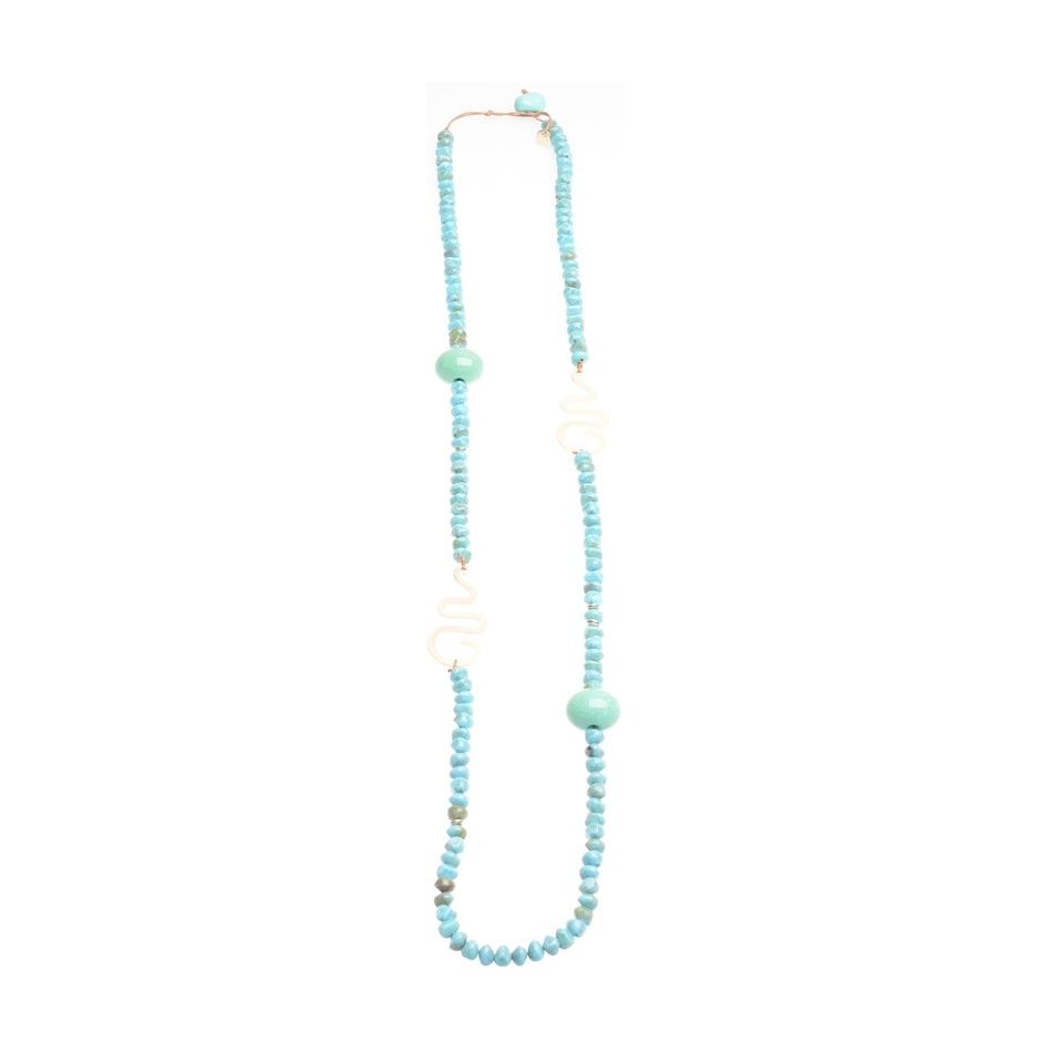 COLLAR LARGO BOLAS FACETADAS METAL 1.1M