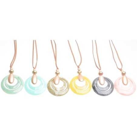 LONG DOUBLE RESIN RING PENDANT NECKLACE