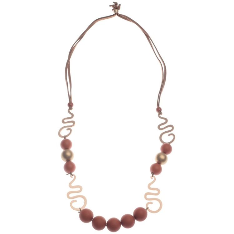 COLLAR LARGO BOLAS CUENTAS METAL