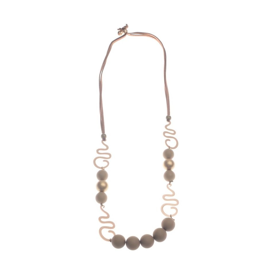 COLLAR LARGO BOLAS CUENTAS METAL