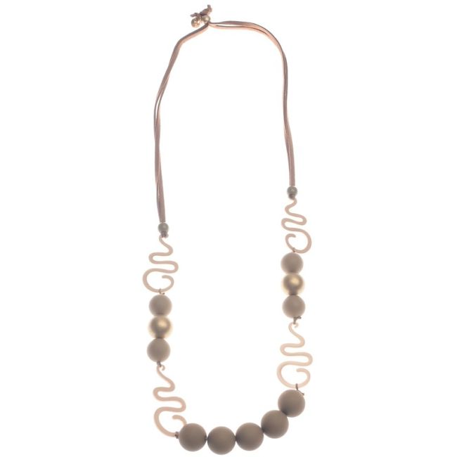 COLLAR LARGO BOLAS CUENTAS METAL