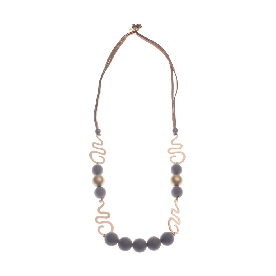 COLLAR LARGO BOLAS CUENTAS METAL