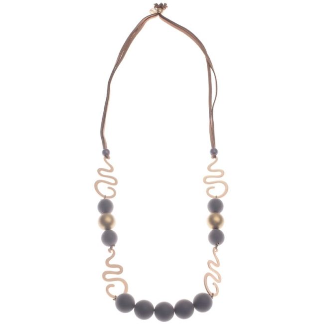 COLLAR LARGO BOLAS CUENTAS METAL