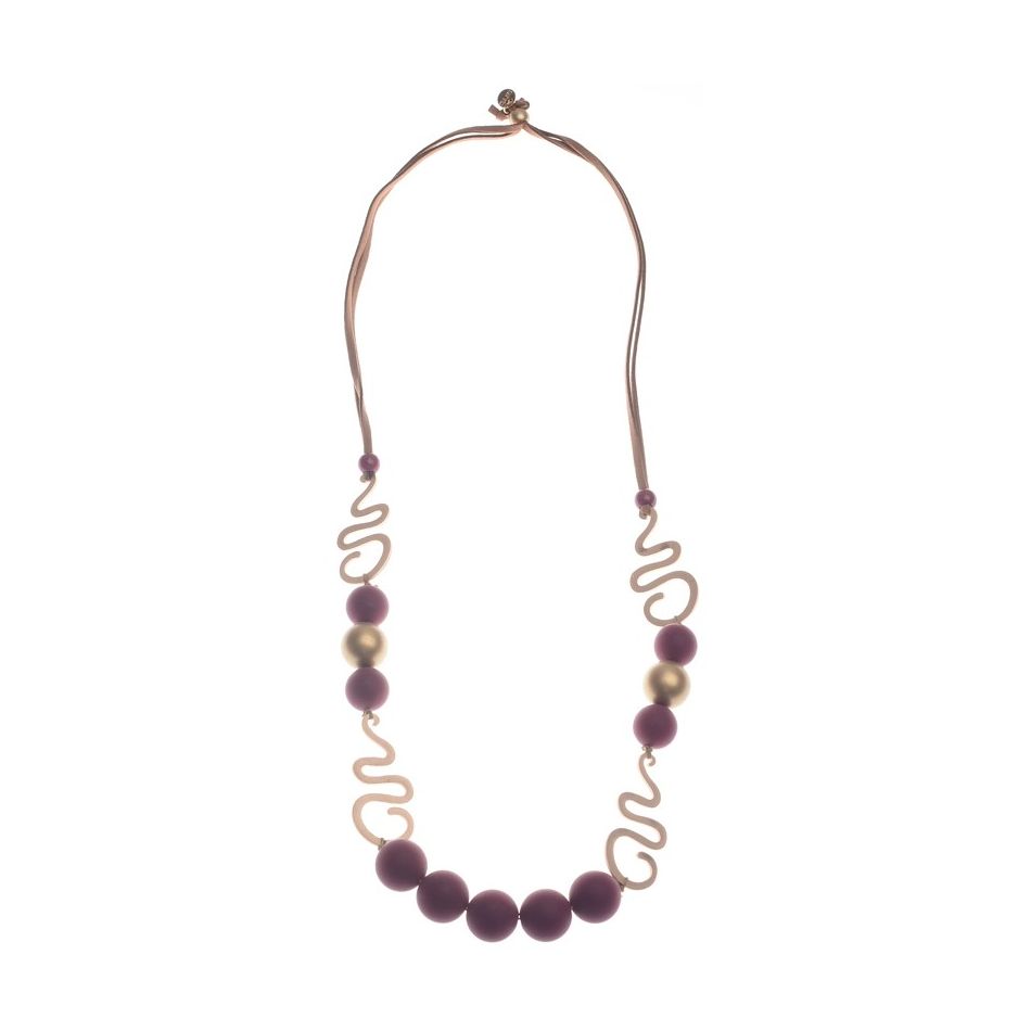 COLLAR LARGO BOLAS CUENTAS METAL