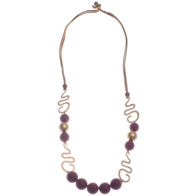 COLLAR LARGO BOLAS CUENTAS METAL