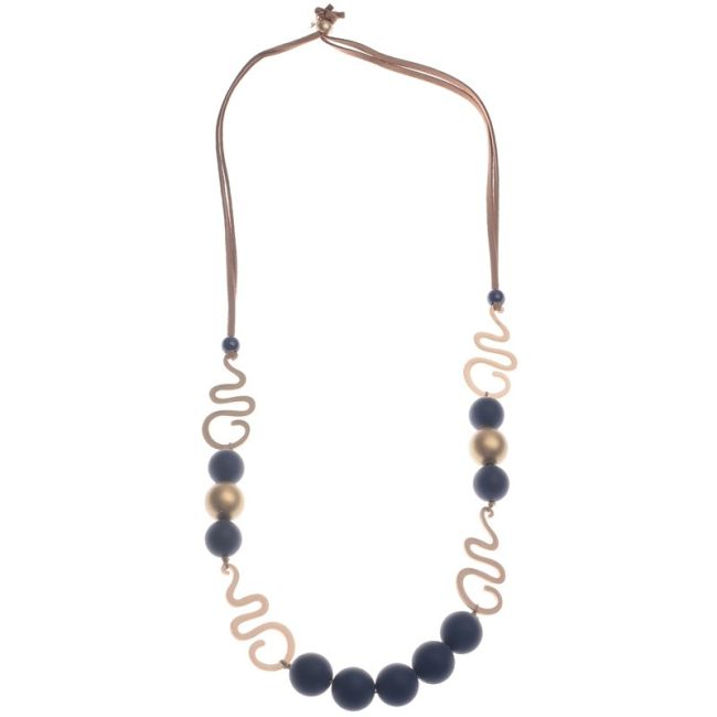 COLLAR LARGO BOLAS CUENTAS METAL