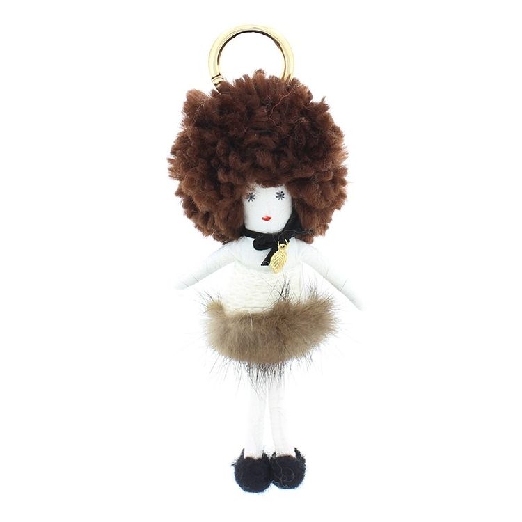 LLAVERO MUÑECA MODERNA AFRO FALDA PELO