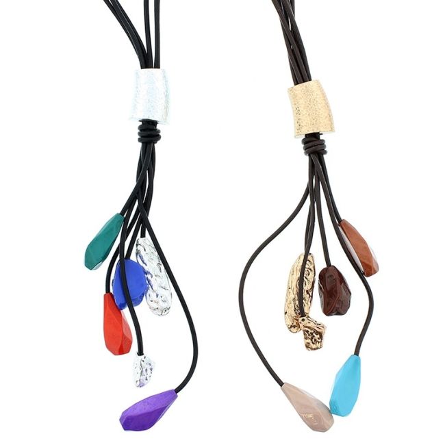 LONG PENDANT NECKLACE METAL RESIN