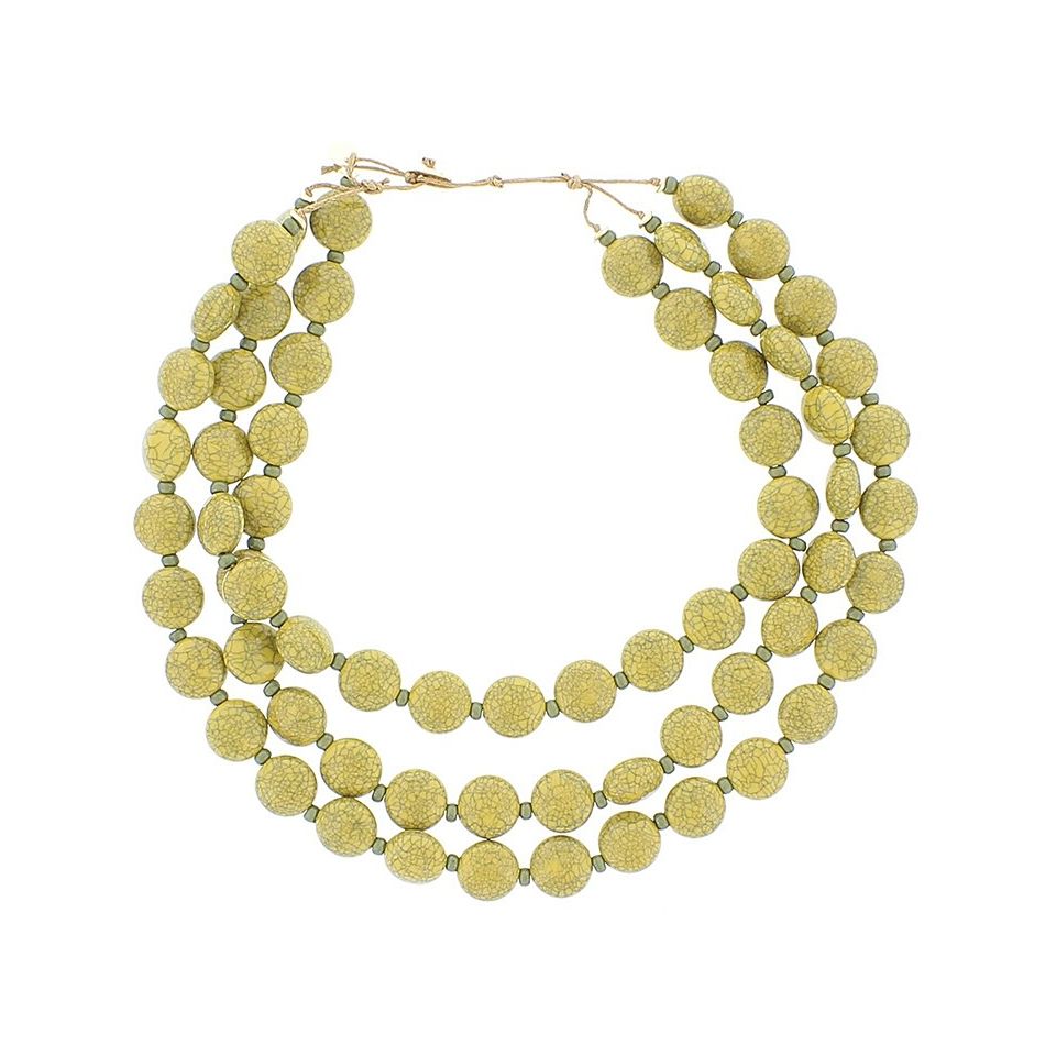 TRIPLE FLAT RESIN BALLS SHORT NECKLACE
