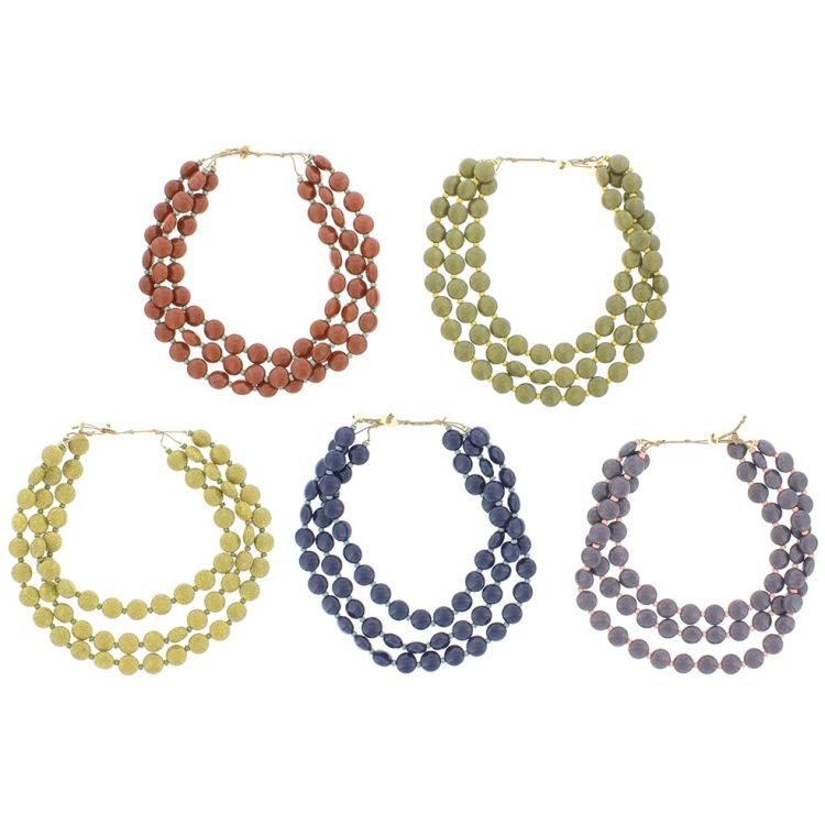 TRIPLE FLAT RESIN BALLS SHORT NECKLACE 2