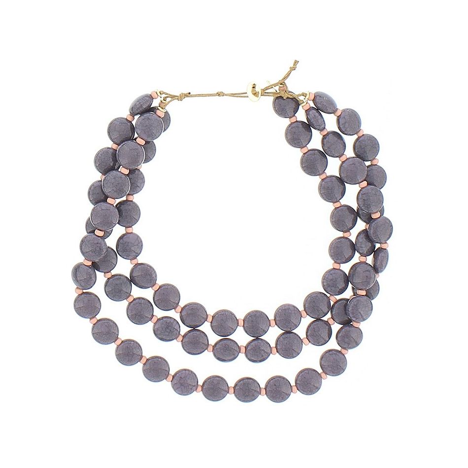 TRIPLE FLAT RESIN BALLS SHORT NECKLACE