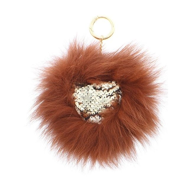 SEQUINED HEART FUR KEYCHAIN