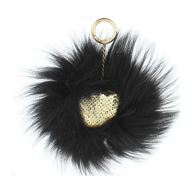SEQUINED HEART FUR KEYCHAIN