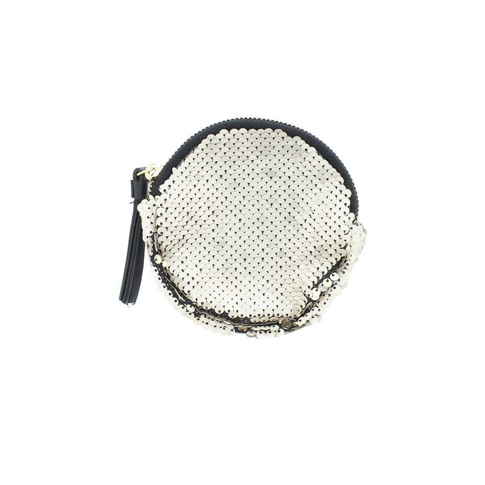 MONEDERO REDONDO COMBI LENTEJUELAS TELA 12CM