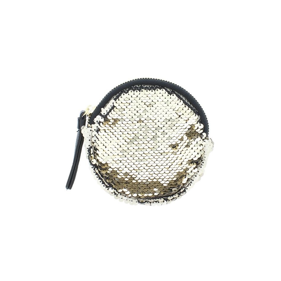 MONEDERO REDONDO COMBI LENTEJUELAS TELA 12CM