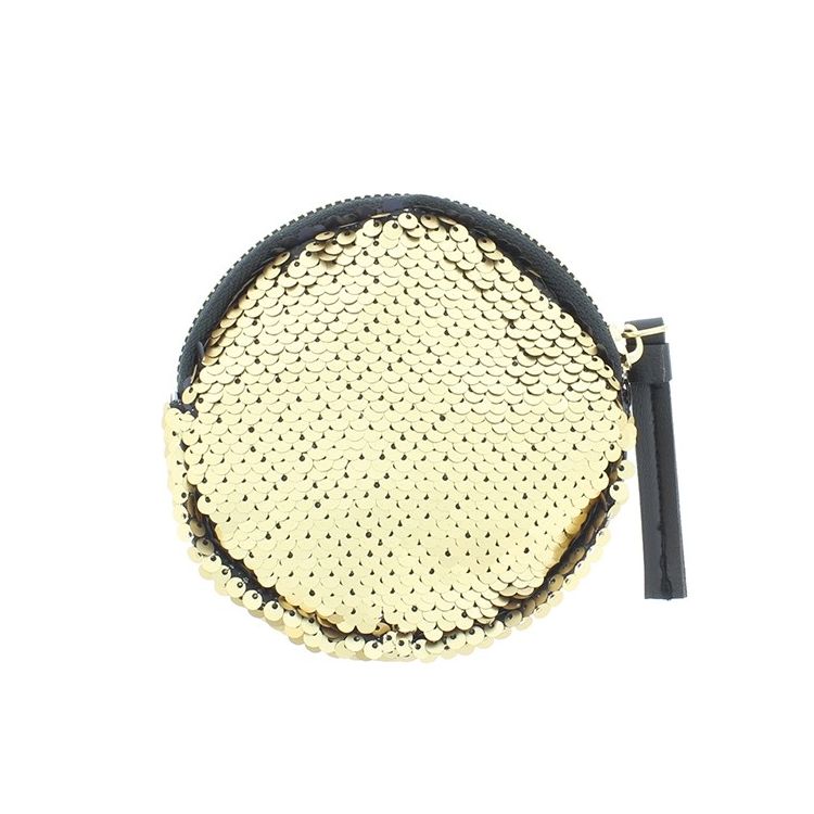 ROUND COMBI SEQUINED FABRIC PURSE 12CM