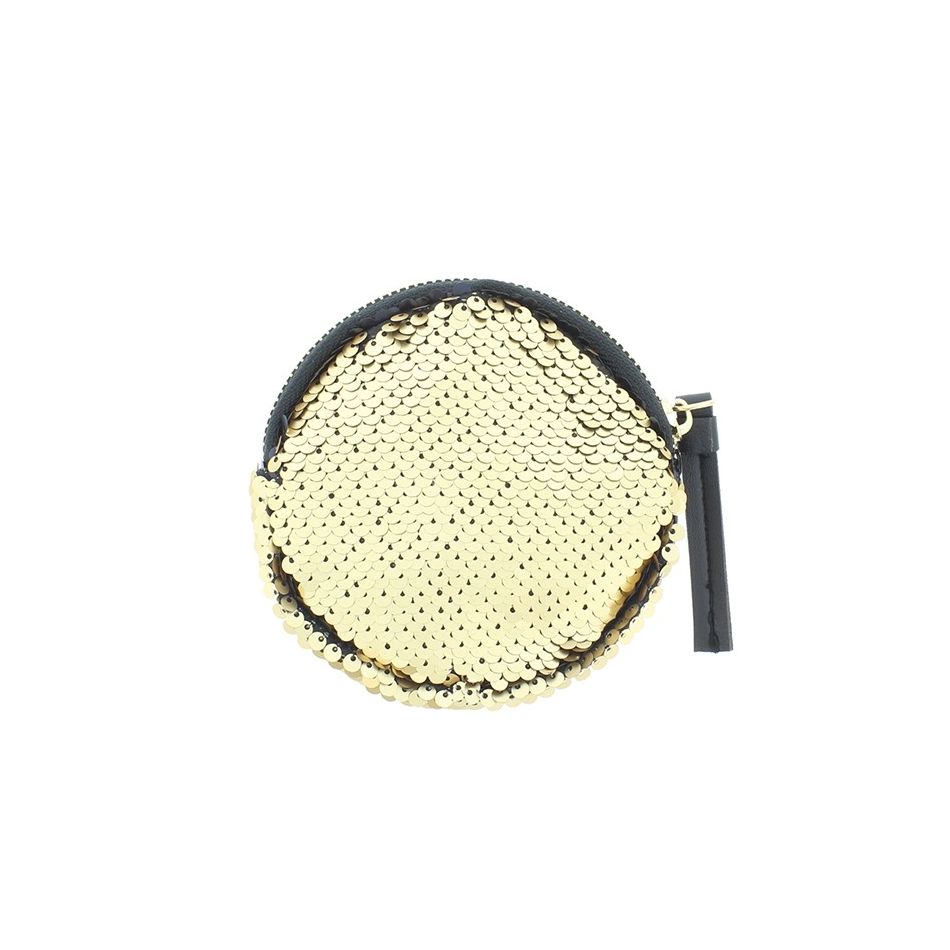 MONEDERO REDONDO COMBI LENTEJUELAS TELA 12CM