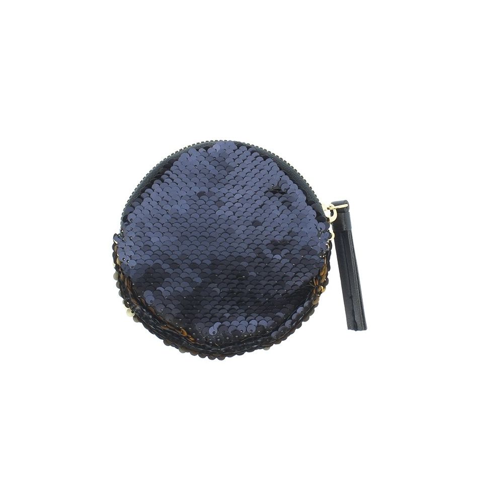 MONEDERO REDONDO COMBI LENTEJUELAS TELA 12CM