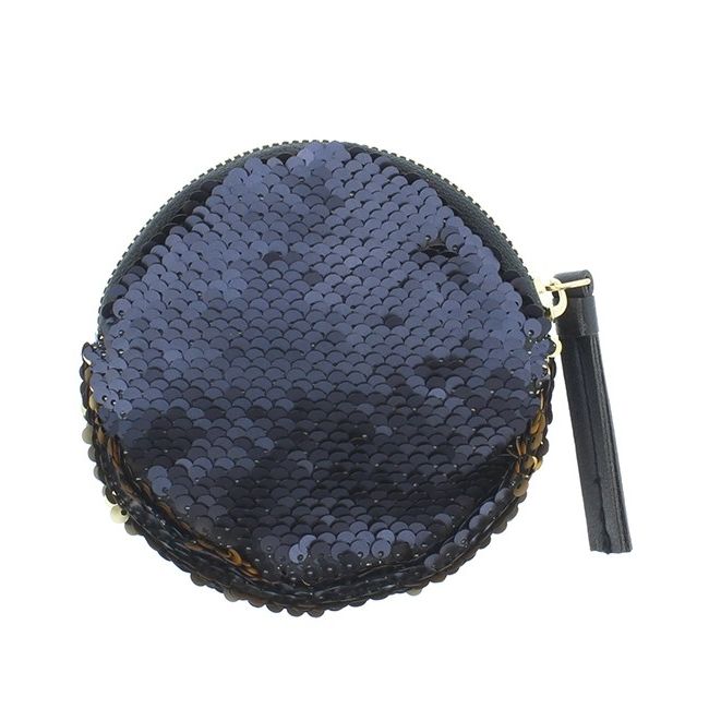 MONEDERO REDONDO COMBI LENTEJUELAS TELA 12CM