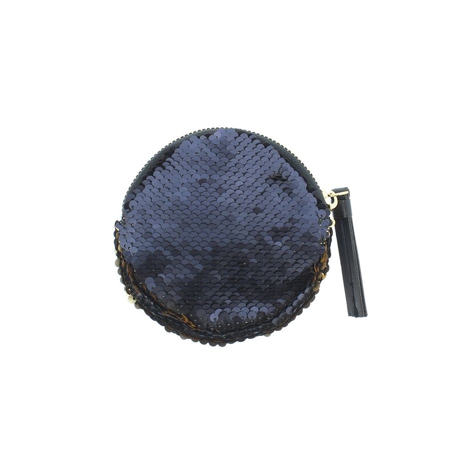 ROUND COMBI SEQUINED FABRIC PURSE 12CM