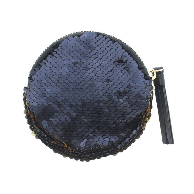 ROUND COMBI SEQUINED FABRIC PURSE 12CM