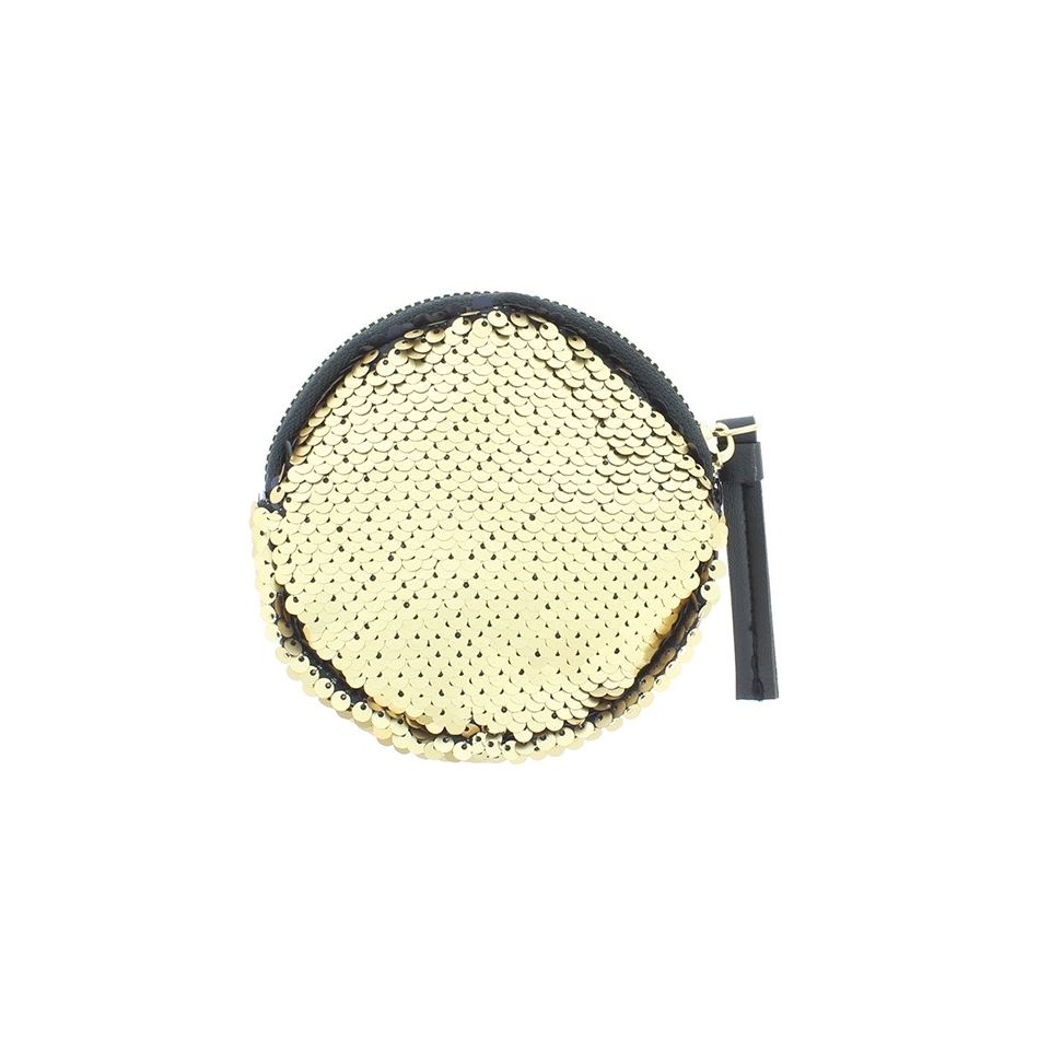 MONEDERO REDONDO COMBI LENTEJUELAS TELA 12CM